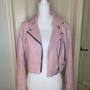 NWT Aqua Pink Leather Jacket